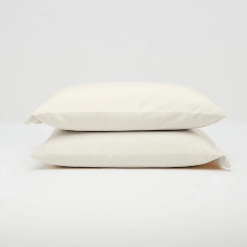 Standard Washed Supima Percale Solid Pillowcase Set Natural - Casaluna™ new